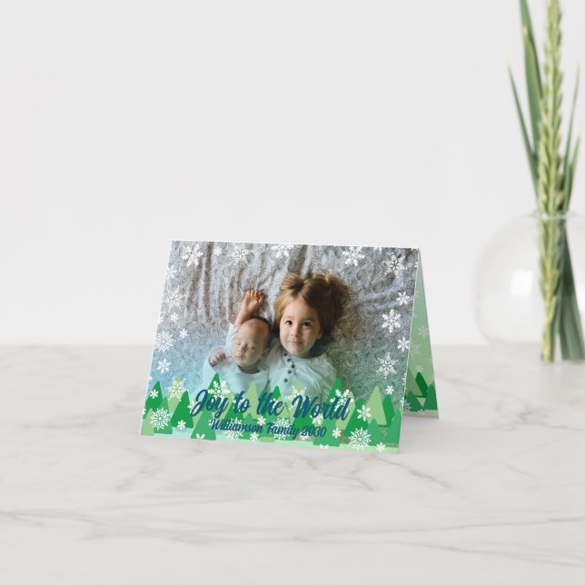 Cartes Pour Fêtes Annuelles Noël Arbres Snowflakes Joie au monde (Devant)