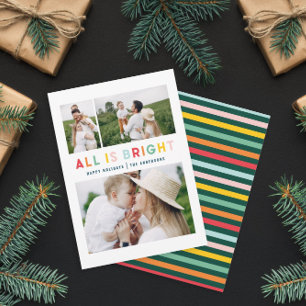 Cartes Pour Fêtes Annuelles Noël arc-en-ciel coloré clair 1 photo moderne