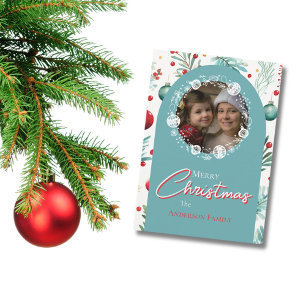 Cartes Pour Fêtes Annuelles Noël Arche Bleue Botanique Vert Aiguilles de Pin