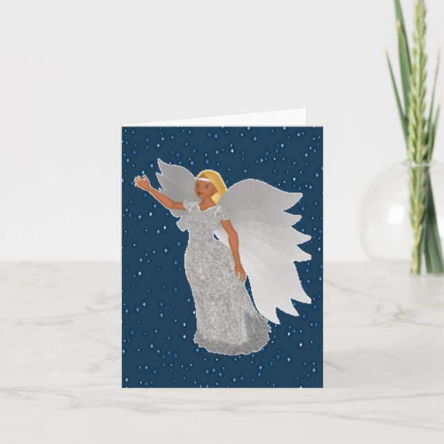 Cartes Pour Fêtes Annuelles Noël Argent Angel personnalisé (Devant)