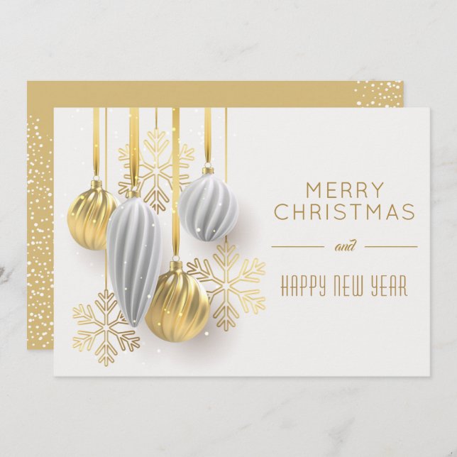 Cartes Pour Fêtes Annuelles Noël Argent Rétro (Devant / Derrière)