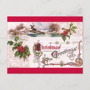 Cartes Pour Fêtes Annuelles Noël Art Nouveau avec Holly