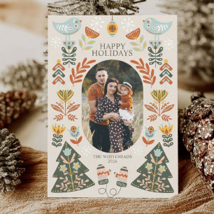 Cartes Pour Fêtes Annuelles Noël Art Populaire Nordique Ovale Photo
