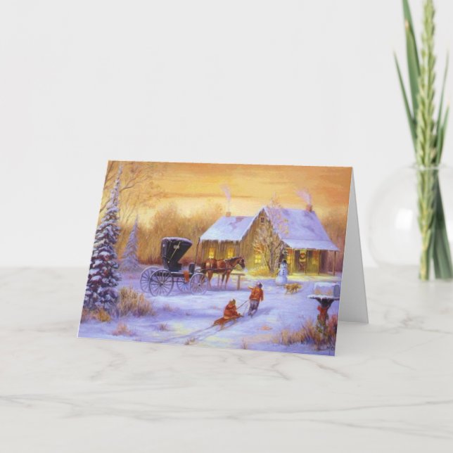 Cartes Pour Fêtes Annuelles Noël au Cabine (Devant)