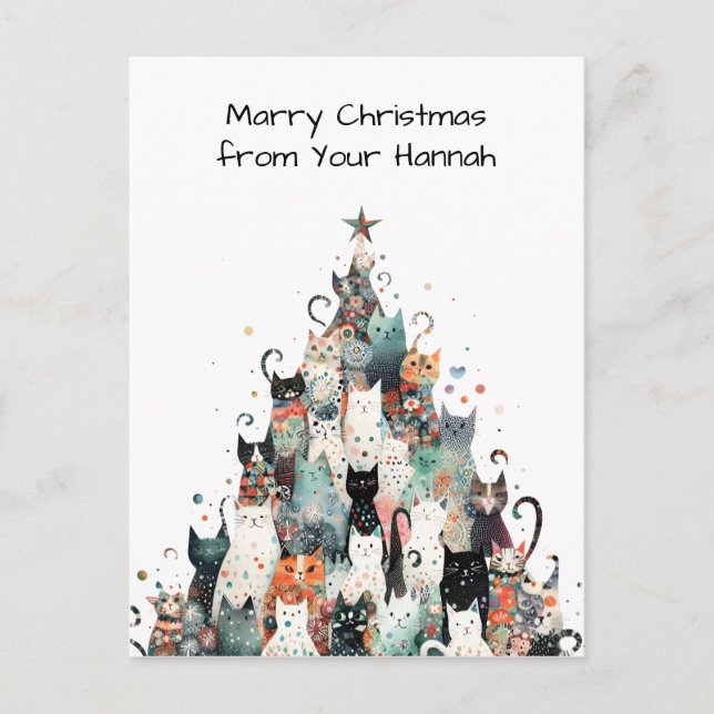 Cartes Pour Fêtes Annuelles Noël au chat (Devant)