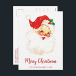 Cartes Pour Fêtes Annuelles Noël au Père Noël Vintage<br><div class="desc">Aucune photo n'est nécessaire pour cette mignonne carte postale de Noël avec un Père Noël vintage avec "Joyeux Noël" le long de votre nom de famille et l'année en rouge. Cette carte postale de Noël non photo est sûre d'envoyer des encouragements de vacances à vos proches.</div>