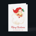 Cartes Pour Fêtes Annuelles Noël au Père Noël Vintage<br><div class="desc">Aucune photo n'est nécessaire pour cette mignonne carte de Noël avec un Père Noël vintage avec "Joyeux Noël" le long de votre nom de famille et l'année en rouge. Cette carte de Noël non photo est sûr d'envoyer des encouragements de vacances à vos proches.</div>