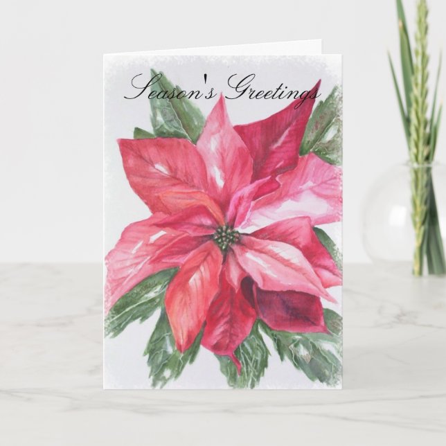 Cartes Pour Fêtes Annuelles Noël au poinsettia rouge (Devant)