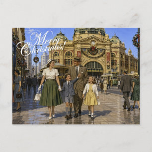 Cartes Pour Fêtes Annuelles Noël australien des années 50 à la gare de Flinder