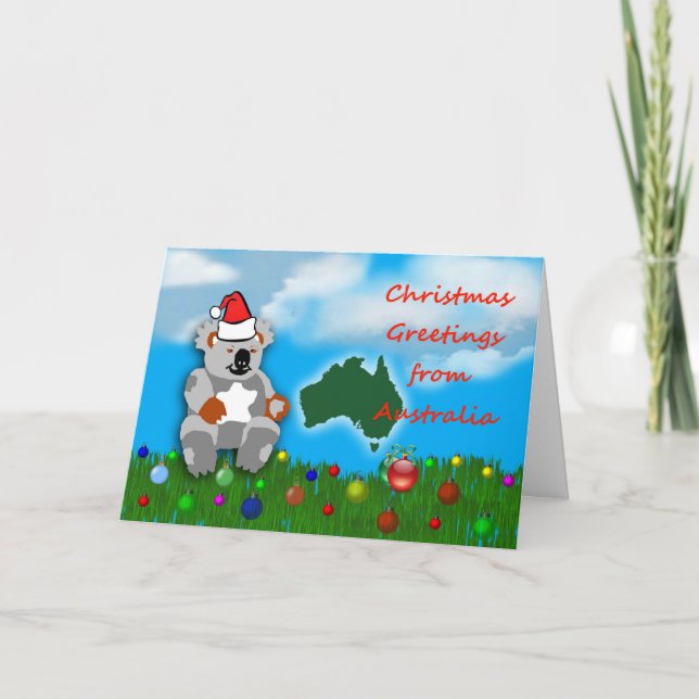 Cartes Pour Fêtes Annuelles Noël australien marsupial de koala de Noël (Devant)
