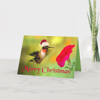 Cartes Pour Fêtes Annuelles Noël aux colibris de Santa Hat