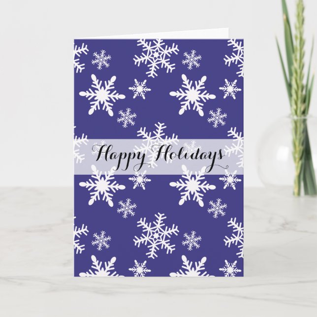 Cartes Pour Fêtes Annuelles Noël aux flocons blancs violets (Devant)