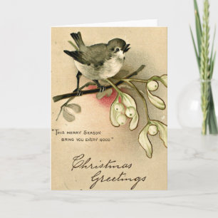 Cartes Pour Fêtes Annuelles Noël aux oiseaux vintages