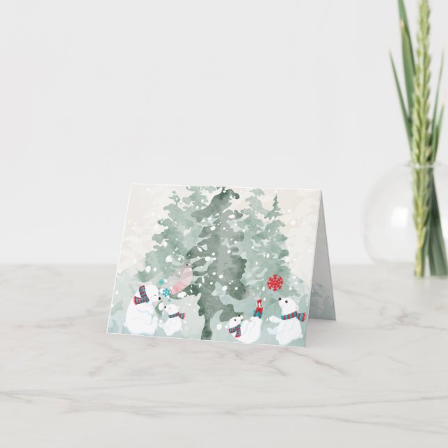 Cartes Pour Fêtes Annuelles Noël avec des ours polaires (Devant)