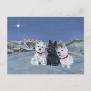 Cartes Pour Fêtes Annuelles Noël avec des Westies et un Scottie