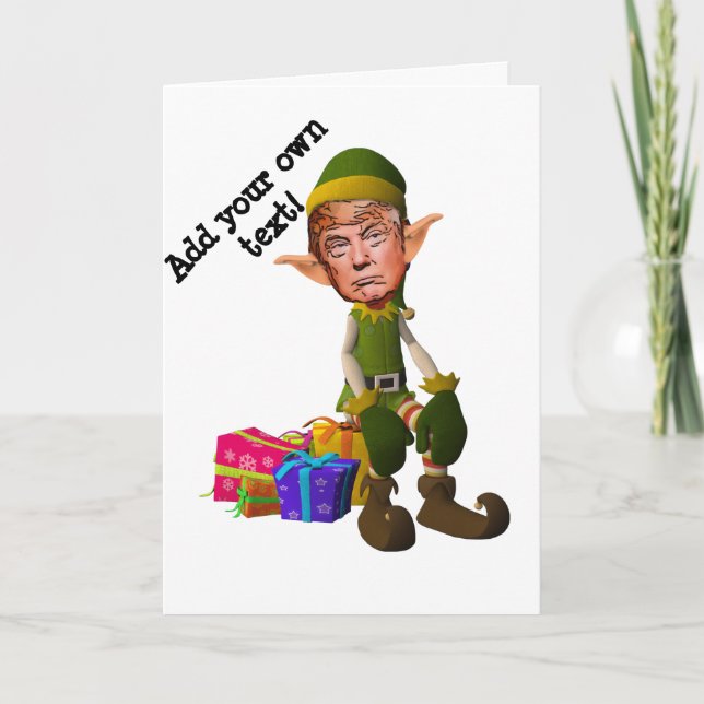Cartes Pour Fêtes Annuelles Noel avec le lutin Trump (Devant)