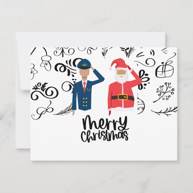 Cartes Pour Fêtes Annuelles Noël avec le Père Noël pour pilote (Devant)