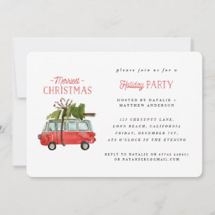 Cartes Pour Fêtes Annuelles noël avec les...aquarelle vintage van