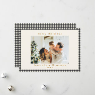 Cartes Pour Fêtes Annuelles Noël avec photo personnalisée à carreaux gingham n