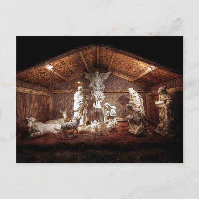 Cartes Pour Fêtes Annuelles Noël Avent Jésus Nativité Manger Scène (Devant)