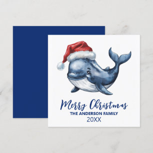 Cartes Pour Fêtes Annuelles Noël Baleine Nautique Personnalisée au Chapeau de 
