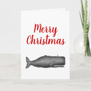 Cartes Pour Fêtes Annuelles Noël Baleine stylisée du 19ème siècle vintage #1 N
