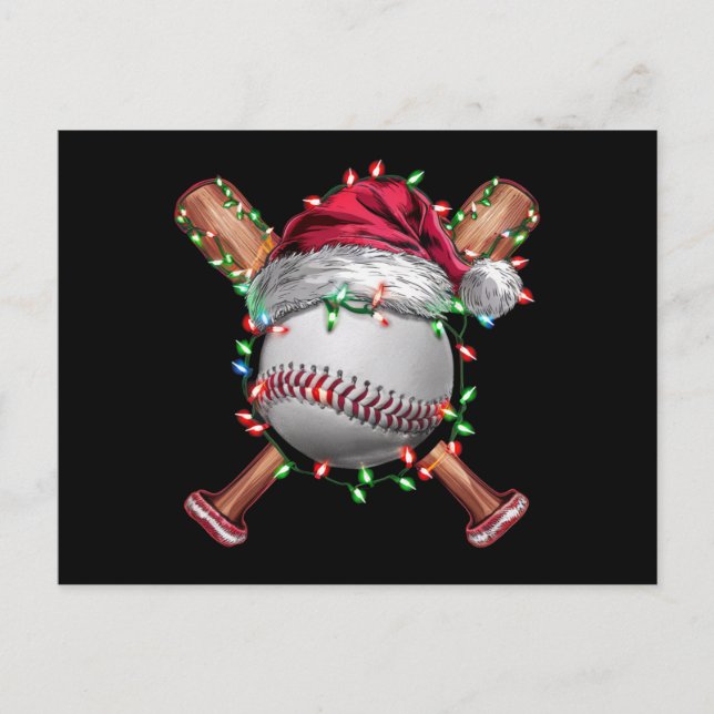 Cartes Pour Fêtes Annuelles Noël Baseball Santa Sports Xmas Fêtes (Devant)
