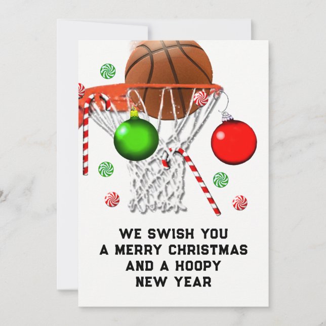 Cartes Pour Fêtes Annuelles Noël Basket-ball (Devant)
