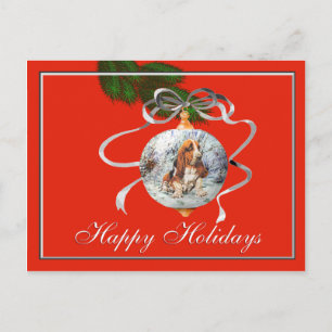 Cartes Pour Fêtes Annuelles Noël Basset Hound