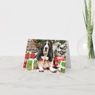 Cartes Pour Fêtes Annuelles Noël - Basset Hound - jasmin