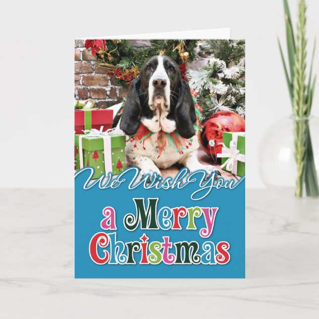 Cartes Pour Fêtes Annuelles Noël - Basset Hound - Jasmine (Devant)