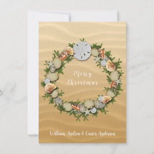 Cartes Pour Fêtes Annuelles Noël Beach Seashells Starfish Sand Dollar