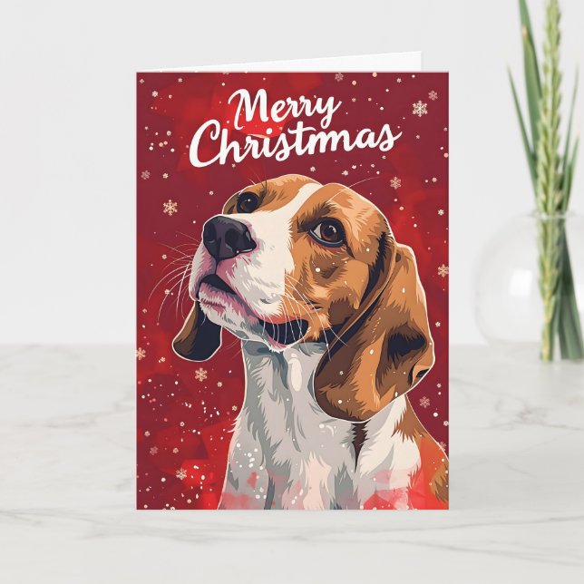Cartes Pour Fêtes Annuelles Noël beagle (Devant)
