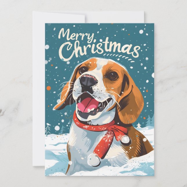 Cartes Pour Fêtes Annuelles Noël beagle (Devant)
