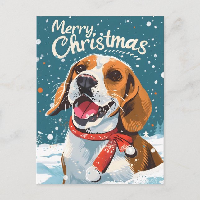 Cartes Pour Fêtes Annuelles Noël beagle (Devant)