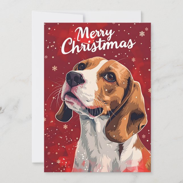 Cartes Pour Fêtes Annuelles Noël beagle (Devant)