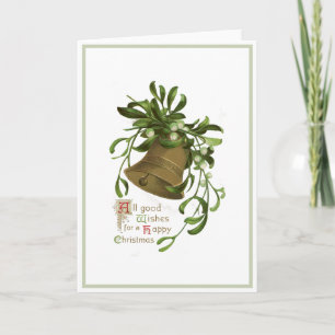 Cartes Pour Fêtes Annuelles Noël Bell Mistletoe Fête Vintage