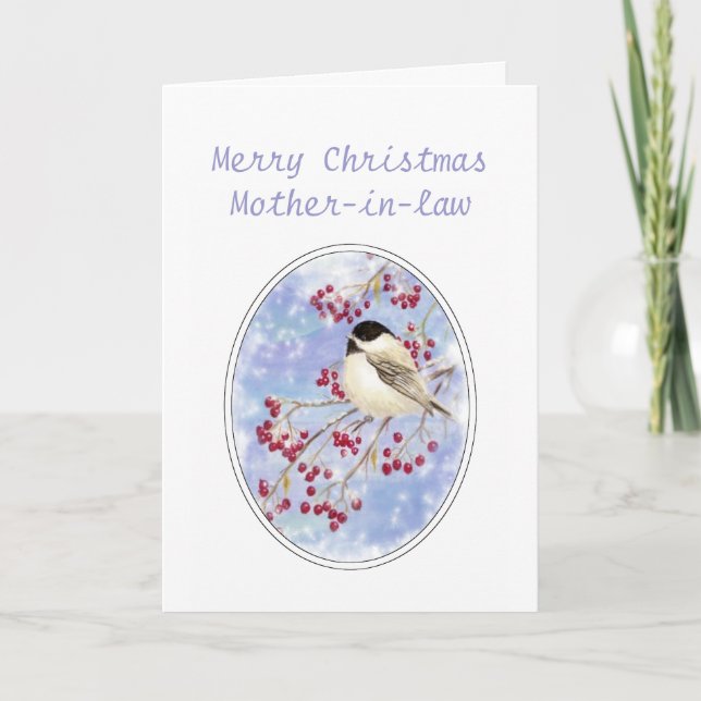 Cartes Pour Fêtes Annuelles Noël belle-mère Oiseau Berry Frosty Fenêtre (Devant)