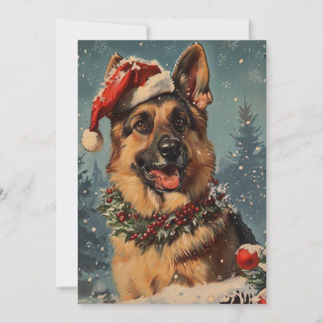 Cartes Pour Fêtes Annuelles Noël berger allemand (Devant)