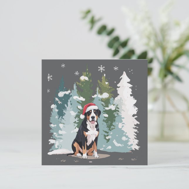 Cartes Pour Fêtes Annuelles Noël Bernese Mountain Chien Maman Chien Puppet Hiv (Debout devant)