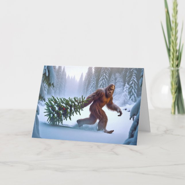 CARTES POUR FÊTES ANNUELLES NOËL BIGFOOT - ARBRE DÉCORÉE (Devant)