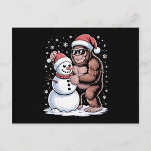 Cartes Pour Fêtes Annuelles Noël Bigfoot Sasquatch Bonhomme de Neige Chapeau d