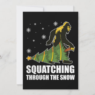 Cartes Pour Fêtes Annuelles Noël Bigfoot Traçant À Travers La Neige
