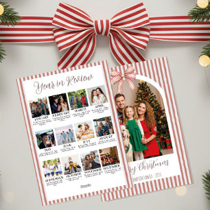 Cartes Pour Fêtes Annuelles Noël Bilan de l'année avec photo en arche et nœud