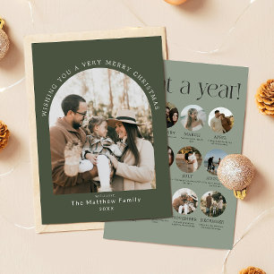 Cartes Pour Fêtes Annuelles Noël Bilan de l'Année en Mousses et Sauge Verte
