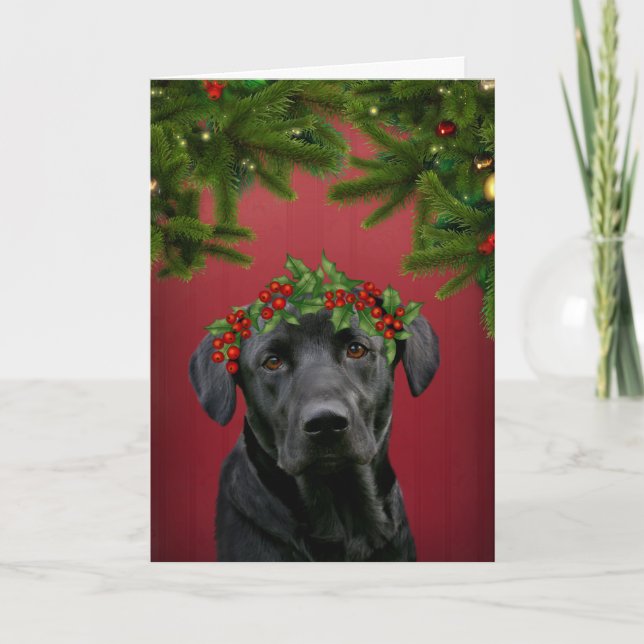 Cartes Pour Fêtes Annuelles Noël Black Lab (Devant)