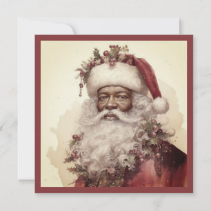 Cartes Pour Fêtes Annuelles Noël Black Père Noël - Rococo Red & Greenery