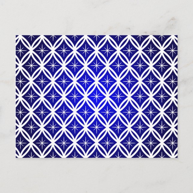 Cartes Pour Fêtes Annuelles Noël blanc motif abstrait avec étoiles bleu (Devant)