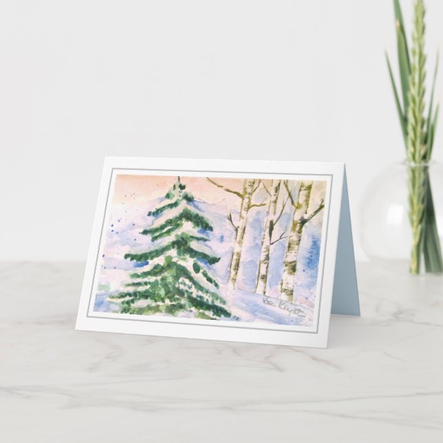 Cartes Pour Fêtes Annuelles Noël blanc sur la scène hivernale (Devant)