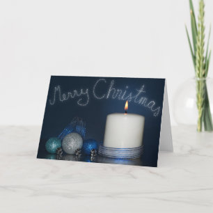 Cartes Pour Fêtes Annuelles Noël bleu avec des boules et des bougies